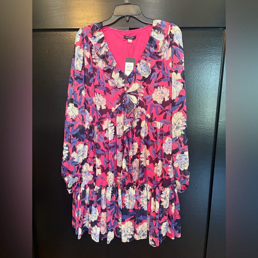 Tommy Hilfiger Floral Ruffle Dress in Pink and Purple